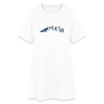 Majestic Mountain Scene with Red Sun - Women’s T-Shirt Dress - white - Front