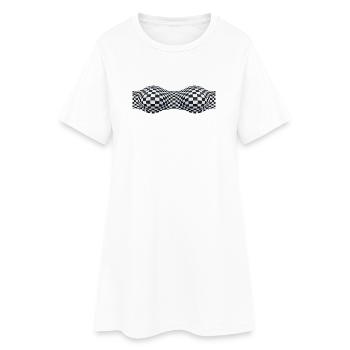 Folded Checkered Patterns - Women’s T-Shirt Dress - white - Front