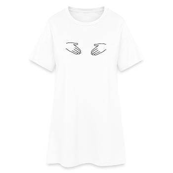 hand - Frauen T-Shirt-Kleid - Weiß - Vorne