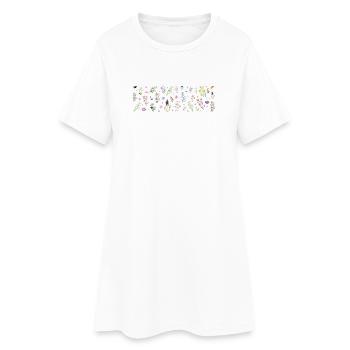 Imprimé botanique Midnight Bloom - Robe T-shirt Femme - blanc - Devant
