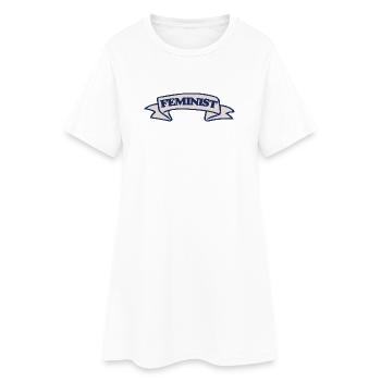 Feminist Crest Ribbon Design - Women’s T-Shirt Dress - white - Front