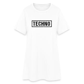 Logo techno en gras - Robe T-shirt Femme - blanc - Devant