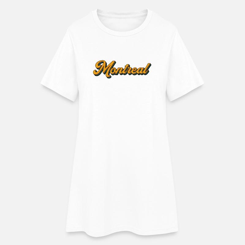 Montréal Retro Script Multicolore Shadow - Robe T-shirt Femme - blanc