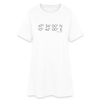 Koordinaten Füssen - Frauen T-Shirt-Kleid - Weiß - Vorne