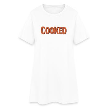 "Gekocht – viraler Slang-Tee" - Frauen T-Shirt-Kleid - Weiß - Vorne