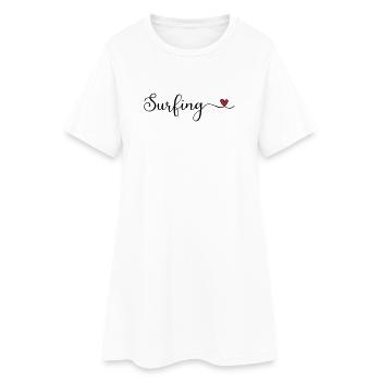 Surfing Heart Typography - Women’s T-Shirt Dress - white - Front