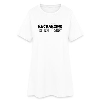 Recharge, ne dérangez pas, Black - Robe T-shirt Femme - blanc - Devant