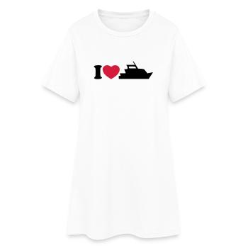 I love my yacht - J'aime mon bateau - Robe T-shirt Femme - blanc - Devant