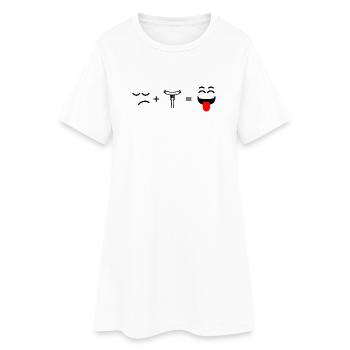 visage triste manger de la saucisse et heureux - Robe T-shirt Femme - blanc - Devant