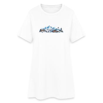 Village alpin d’hiver avec gondoles - Robe T-shirt Femme - blanc - Devant