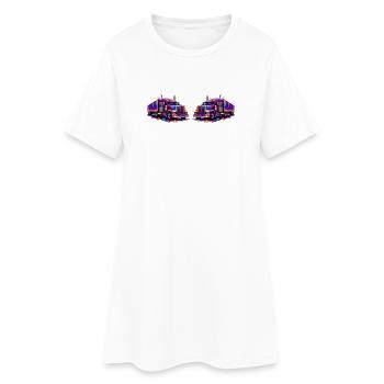 Neon-Trucks - Frauen T-Shirt-Kleid - Weiß - Vorne