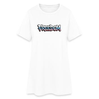 Freedom Typography Statement Design - Women’s T-Shirt Dress - white - Front