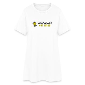 Work smart not hard - Glühbirne Design - Frauen T-Shirt-Kleid - Weiß - Vorne