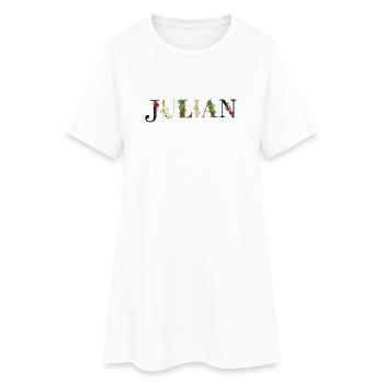 Le nom de JULIAN décoré de fleurs - Robe T-shirt Femme - blanc - Devant