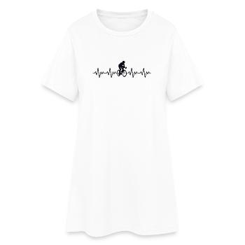 Bicycle Road Bike ECG Heartbeat Heart Rate - Women’s T-Shirt Dress - white - Front