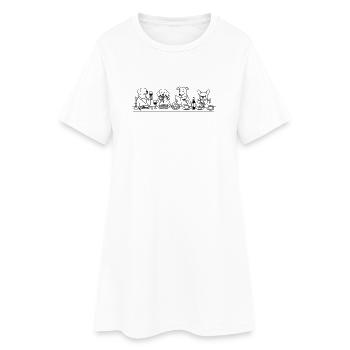 Dining Dogs Line Art - Women’s T-Shirt Dress - white - Front