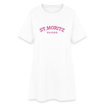 St. Moritz - Suisse - Schweiz - Swiss - Frauen T-Shirt-Kleid - Weiß - Vorne