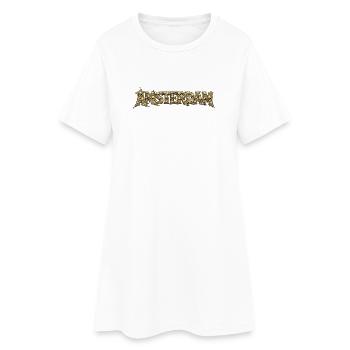 AMSTERDAM Totenschädel-Schrift - Frauen T-Shirt-Kleid - Weiß - Vorne