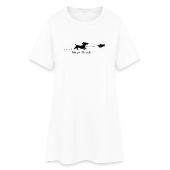 Here For The Walk Dachshund Silhouette Design - Women’s T-Shirt Dress - white - Front