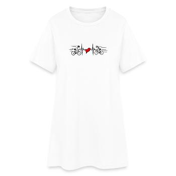 Deux cyclistes avec le rythme cardiaque - Robe T-shirt Femme - blanc - Devant