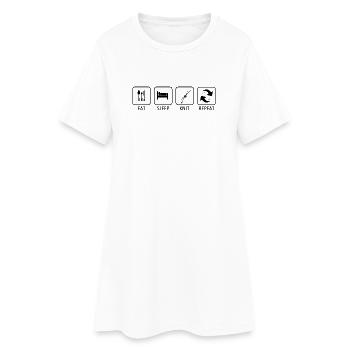 Eat, Sleep Knit Repeat – lustiges Strickliebhaber-Geschenk - Frauen T-Shirt-Kleid - Weiß - Vorne