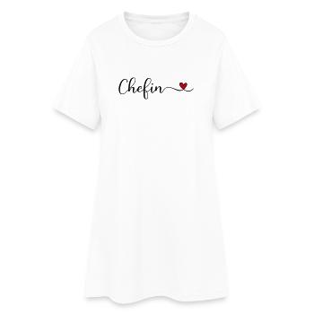 Chefin - Frauen T-Shirt-Kleid - Weiß - Vorne