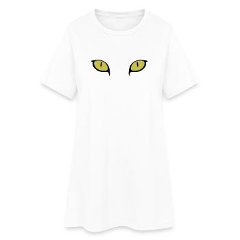 Yeux de chat - Robe T-shirt Femme - blanc - Devant