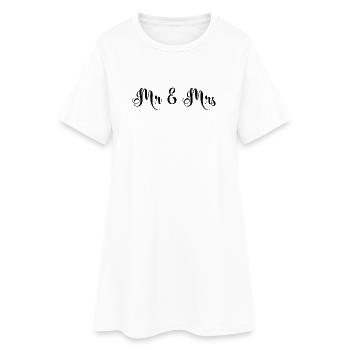 Mr & Mrs schönes Hochzeitsdesign - Frauen T-Shirt-Kleid - Weiß - Vorne