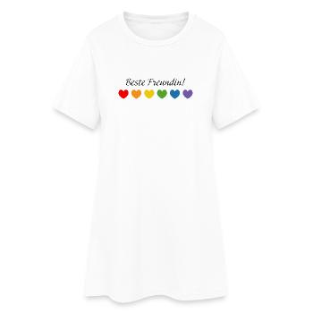 Regenbogenherzchen Beste Freundin - Frauen T-Shirt-Kleid - Weiß - Vorne
