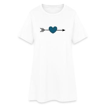 blaues Herz mit Pfeil Valentinstag Geschenk - Frauen T-Shirt-Kleid - Weiß - Vorne
