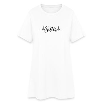 Lettrage sœur avec battement de cœur - Robe T-shirt Femme - blanc - Devant