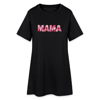 Mama Handmade Patchwork Schrift - Frauen T-Shirt-Kleid - Schwarz - Vorne