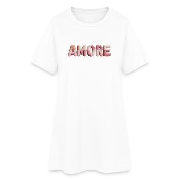 Amore Romantic Font Design Patchwork - Women’s T-Shirt Dress - white - Front