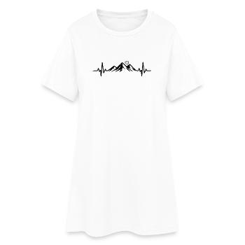 Bergverliebt Wandern Berge EKG Herzschlag Puls - Frauen T-Shirt-Kleid - Weiß - Vorne