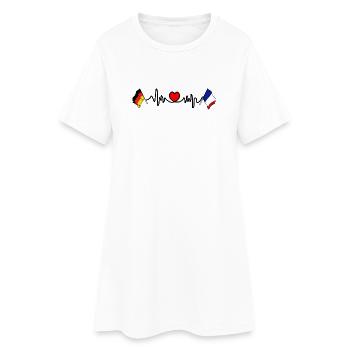 Cardio cardiaque avec drapeau de l’Allemagne et drapeau de la France - Robe T-shirt Femme - blanc - Devant