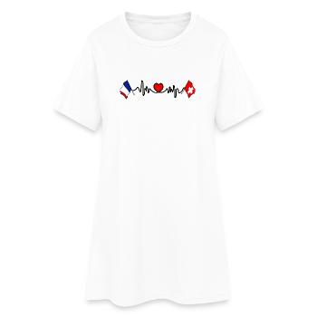 Cardio coeur avec drapeau France drapeau Suisse - Robe T-shirt Femme - blanc - Devant