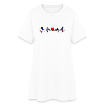 Cardio coeur avec drapeau France et drapeau République tchèque - Robe T-shirt Femme - blanc - Devant