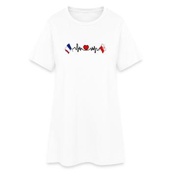 Cardio coeur avec drapeau France et drapeau Pologne - Robe T-shirt Femme - blanc - Devant