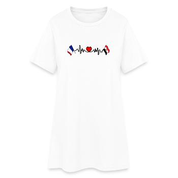 Cardio coeur avec drapeau France et drapeau Egypte - Robe T-shirt Femme - blanc - Devant