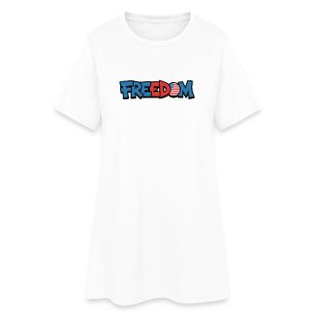 Freedom Typography Statement Design - Women’s T-Shirt Dress - white - Front
