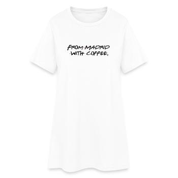LIEBE ZUM KAFFEE IN MADRID - Frauen T-Shirt-Kleid - Weiß - Vorne