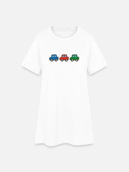 drei Autos - Frauen T-Shirt-Kleid - Weiß