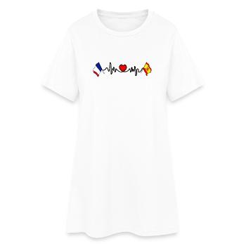 Cardio coeur avec drapeau France et drapeau Espagne - Robe T-shirt Femme - blanc - Devant