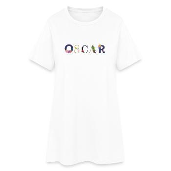 Le nom d’OSCAR décoré de fleurs - Robe T-shirt Femme - blanc - Devant