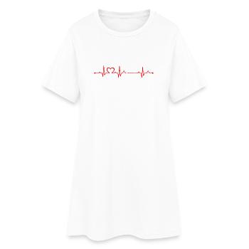 Rythme cardiaque EKG Fitness Girl Mode de vie actif - Robe T-shirt Femme - blanc - Devant