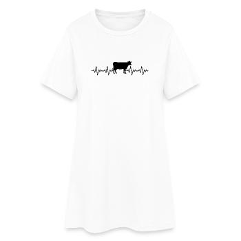 Battement de cœur ECG de vache d’élevage - Robe T-shirt Femme - blanc - Devant