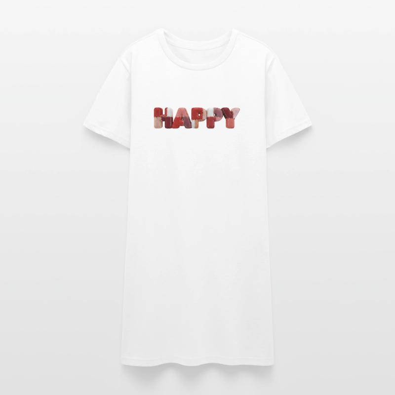 Happy Patchwork Design Fabric Patchwork Look Women’s T-Shirt Dress