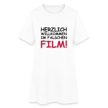 Herzlich willkommen im falschen Film! - Frauen T-Shirt-Kleid - Weiß - Vorne