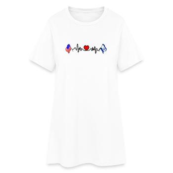 Cardio coeur avec drapeau des États-Unis et drapeau d’Israël - Robe T-shirt Femme - blanc - Devant