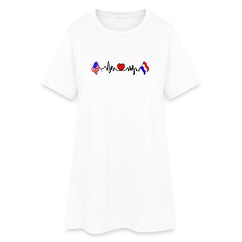 Cardio coeur avec drapeau des États-Unis et drapeau des Pays-Bas - Robe T-shirt Femme - blanc - Devant